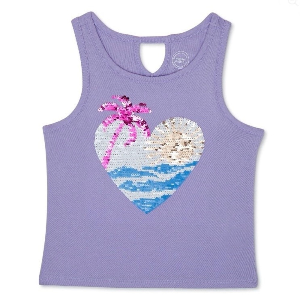 Wonder Nation Girls Sequin Embellished Tank Top XL 14-16 New with Tags Lilac